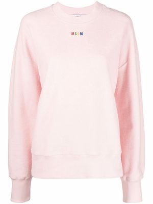 MSGM logo-embroidered cotton sweatshirt - Pink