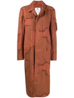 Marine Serre camouflage print long coat - Orange