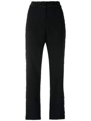 Martha Medeiros silk straight-leg trousers with lace detail - Black