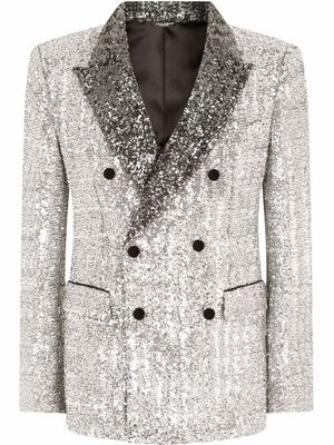 Dolce & Gabbana sequinned double-breasted blazer - Silver