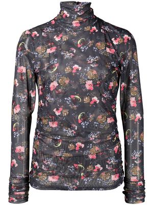 Cinq A Sept high-neck floral-print top - Blue
