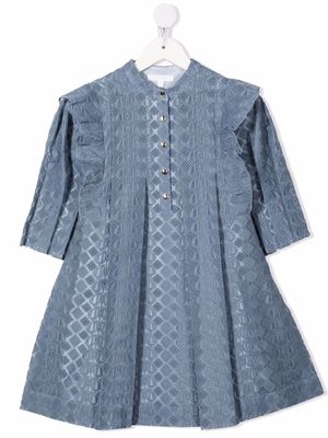 Chloé Kids flared textured dress - Blue
