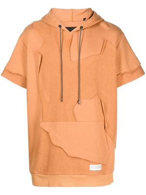 Mostly Heard Rarely Seen logo patchwork hoodie - Orange