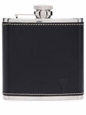Aspinal Of London contrast stitching hip flask - Black