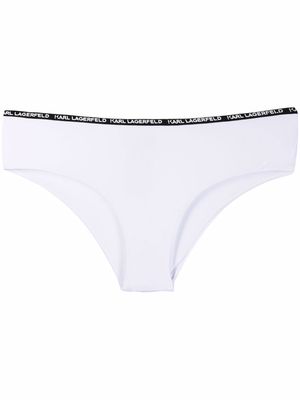 Karl Lagerfeld logo tape-trimmed bikini bottoms - White