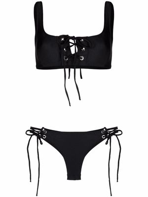 Noire Swimwear lattice-strap metallic bikini set - Black