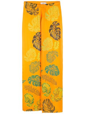 Amir Slama palm leaf print straight trousers - Orange