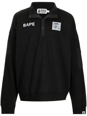 A BATHING APE® logo-print spread-collar jumper - Black
