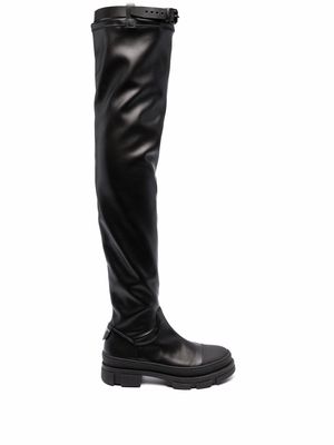 Philosophy Di Lorenzo Serafini belted thigh-length leather boots - Black