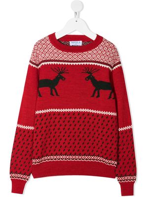 Siola TEEN reindeer-motif intarsia-knit jumper - Red