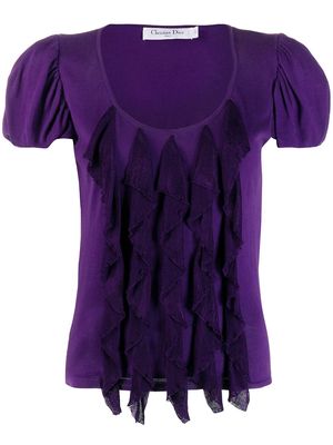 Christian Dior 2010s pre-owned ruffled fine knit top - Purple