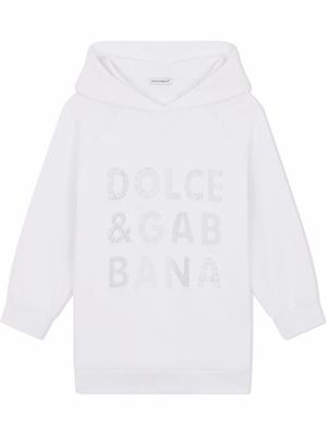 Dolce & Gabbana Kids logo appliqué hoodie dress - White