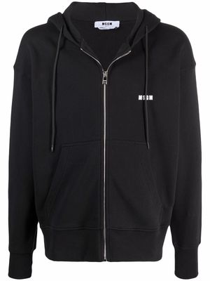 MSGM logo-print zip-up hoodie - Black