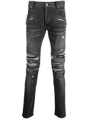 Balmain ripped-detailing slim-fit jeans - Black