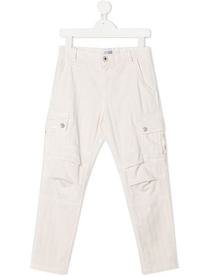 Brunello Cucinelli Kids straight-leg cargo trousers - Neutrals