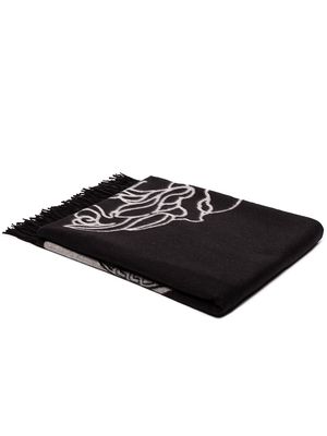 Versace Greca motif blanket - Black