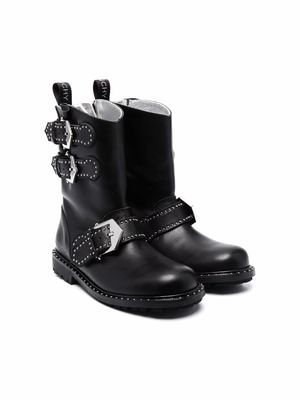 Givenchy Kids buckled stud-embellished boots - Black