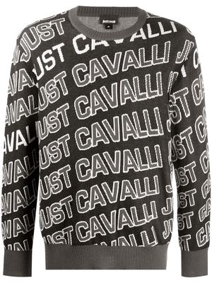 Just Cavalli monogram logo crew neck jumper - Black