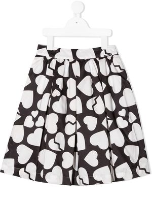 MSGM Kids heart-print A-line skirt - Black