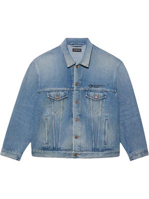 Balenciaga logo-embroidered denim jacket - Blue