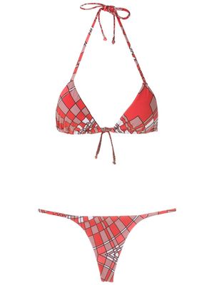 Amir Slama Geométrico triangle bikini set - Red
