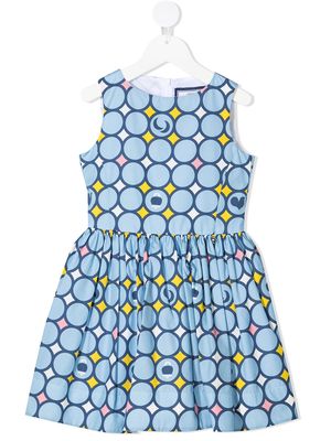Simonetta geometric-print empire-line sleeveless dress - Blue