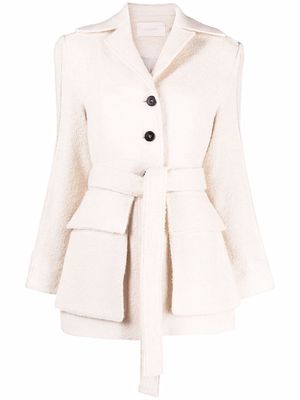 Low Classic belted-waist fitted jacket - White