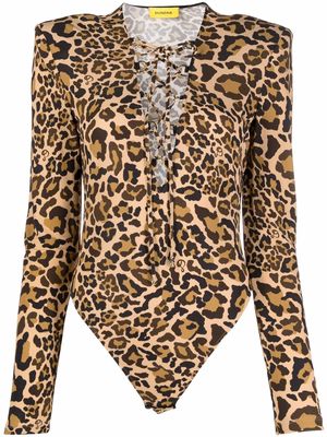 Dundas leopard-print long-sleeve bodysuit - Brown