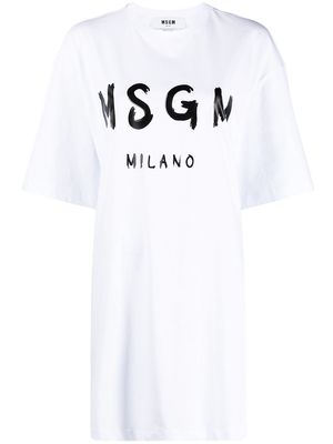 MSGM logo print T-shirt dress - White