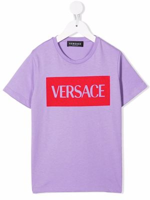 Versace Kids logo-print cotton T-shirt - Purple