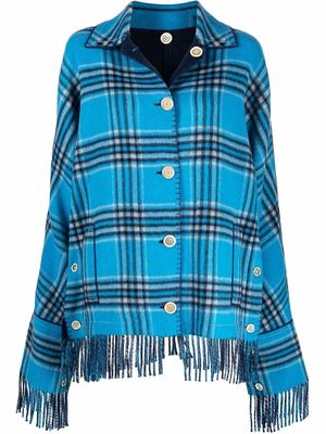 Marni oversized check blanket coat - Blue