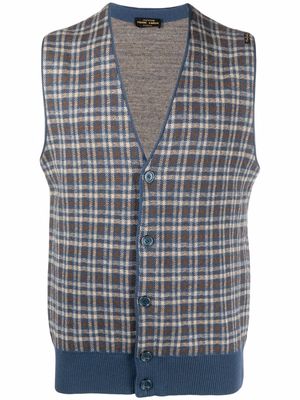 Pierre Cardin Pre-Owned 1970s checked V-neck waistcoat - Blue