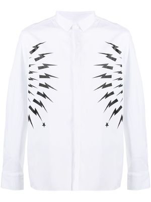 Neil Barrett thunderbolt-print cotton shirt - White