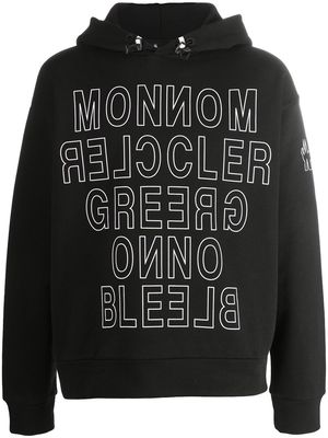 Moncler Grenoble mirrored logo-print hoodie - Black