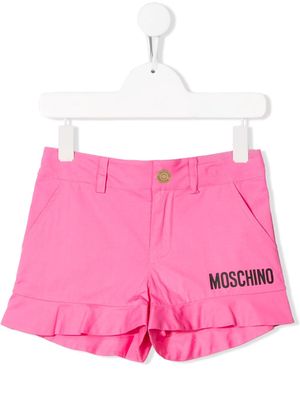 Moschino Kids logo detail shorts - Pink