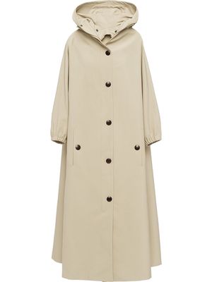 Prada single-breasted hooded raincoat - Neutrals