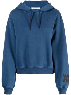 Alexander Wang logo-print cotton hoodie - Blue