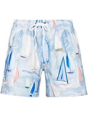 COMMAS Voyage boat-print swim shorts - Blue