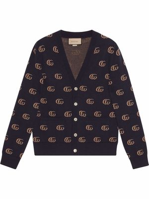 Gucci GG intarsia-knit cashmere cardigan - Blue