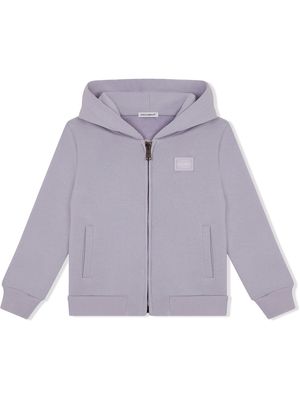 Dolce & Gabbana Kids logo-patch cotton hoodie - Purple