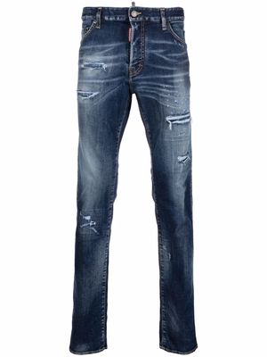 Dsquared2 stonewashed slim distressed jeans - Blue