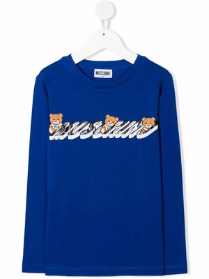 Moschino Kids logo-print long-sleeve T-shirt - Blue