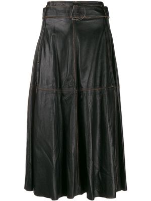 Golden Goose akemi leather A-line high waist skirt - Black