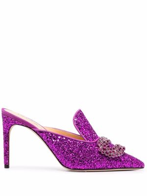 Giannico glittered high-heel mules - Pink