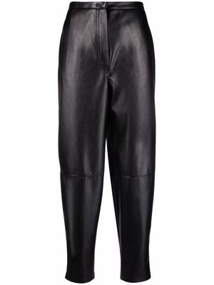 12 STOREEZ high-waisted polished-finish trousers - Black