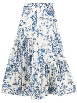 Erdem Gaura floral-print midi skirt - Blue
