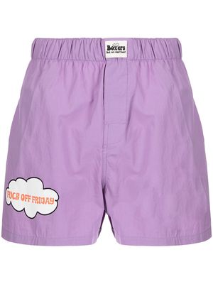 DUOltd slogan-print cotton boxer shorts - Purple