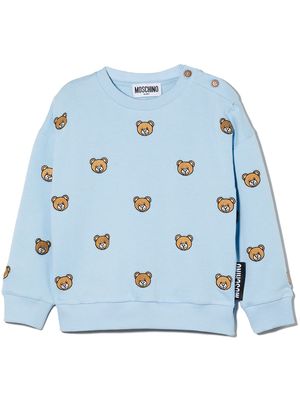 Moschino Kids Teddy Bear intarsia-knit jumper - Blue