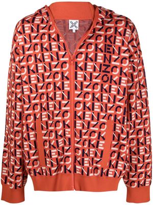 Kenzo monogram jacquard zipped hoodie - Orange