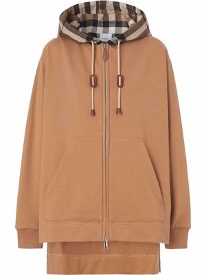 Burberry check-panel hoodie - Brown